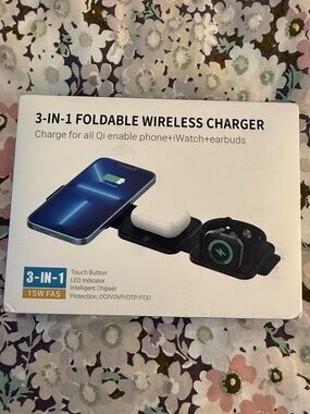 3-in-1 Foldable Wireless Charger - Black - BRAND NEW